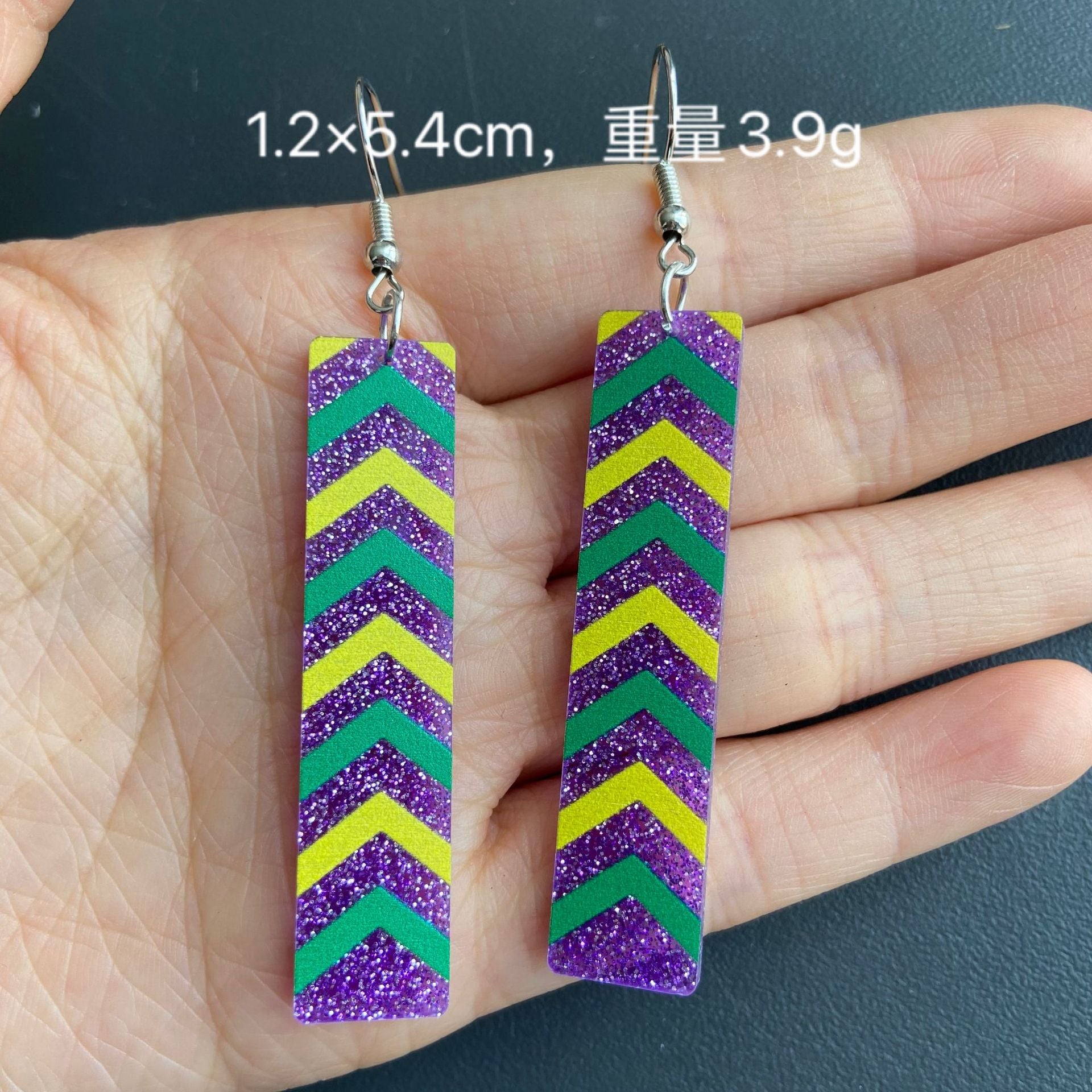 Wholesale Mardi Gras Tricolor Alpaca Champagne Bottle Ice Cream Tree Dog Earrings